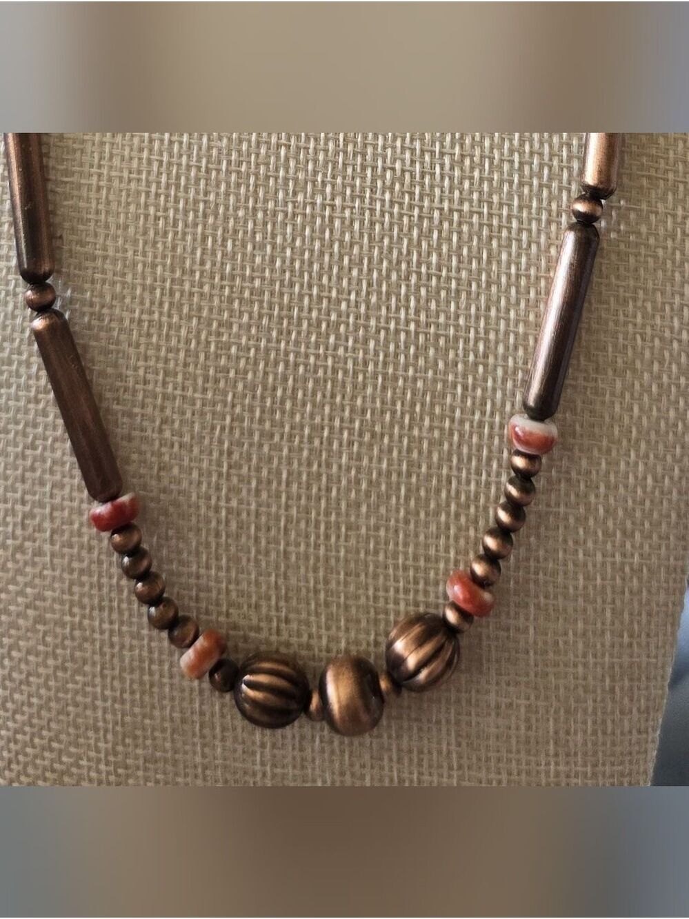 Southwestern Beaded Copper Necklace With Spiny Beads